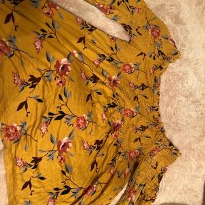 Floral yellow off the shoulder top